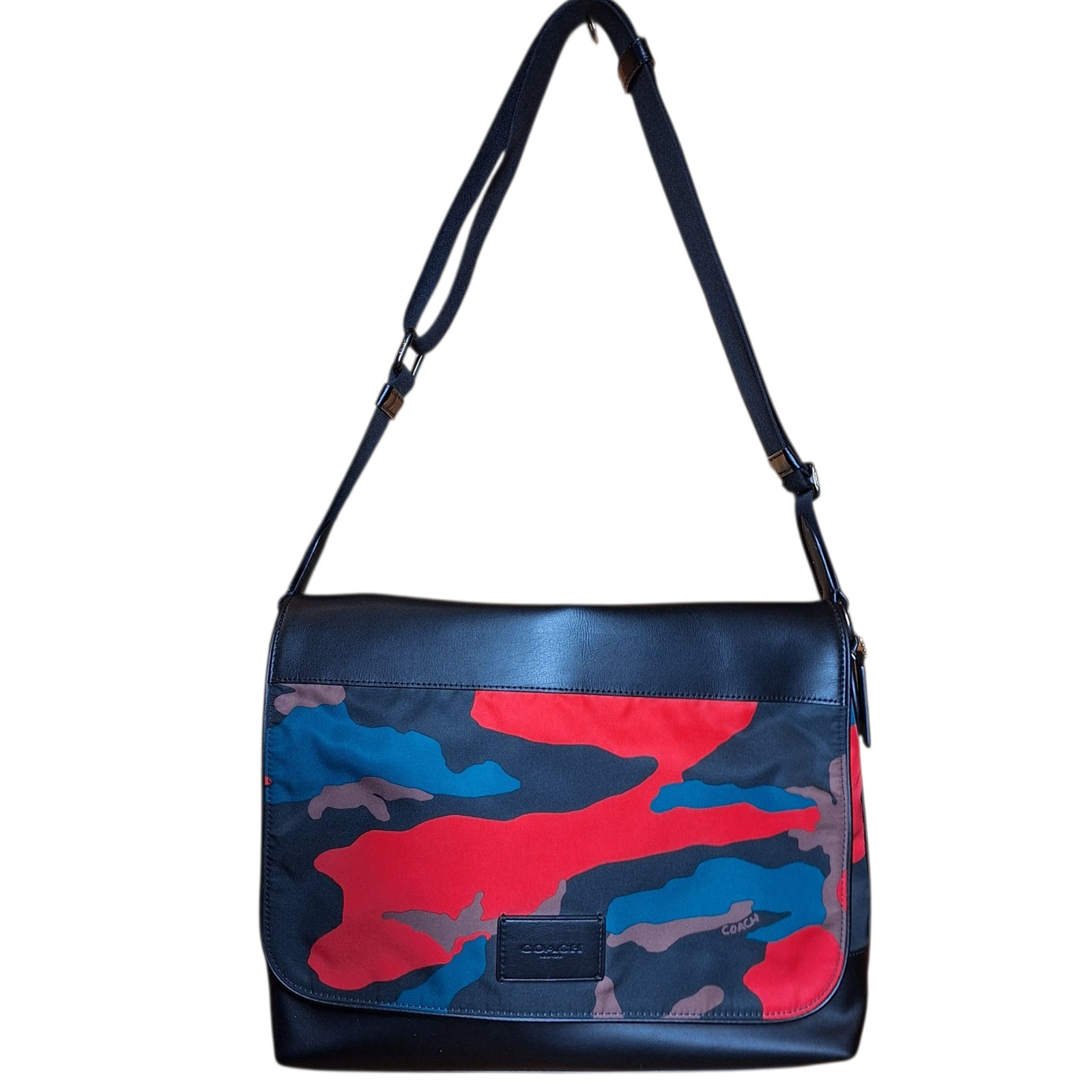 Coach Signature Flap Messenger Crossbody Bag Camouflage Colorful Large Size